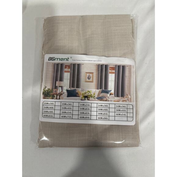 Linen Natural Semi Sheer Lightweight Burlap Rustic, 2 Panels Set, 32X 46 Inch - Picture 5 of 5